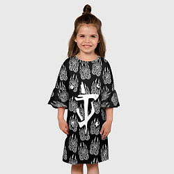 Платье клеш для девочки Doom хищник леса, цвет: 3D-принт — фото 2