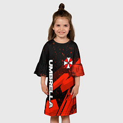 Платье клеш для девочки Umbrella corp - красный, цвет: 3D-принт — фото 2