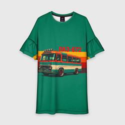 Платье клеш для девочки Ретро автобус ПАЗ-672, цвет: 3D-принт