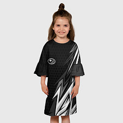 Платье клеш для девочки Subaru - монохромный черный, цвет: 3D-принт — фото 2