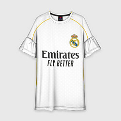 Платье клеш для девочки Винисиус Реал Мадрид домашняя форма 2025 2026, цвет: 3D-принт