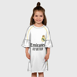 Платье клеш для девочки Винисиус Реал Мадрид домашняя форма 2025 2026, цвет: 3D-принт — фото 2