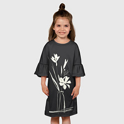 Платье клеш для девочки Ваза с цветами, цвет: 3D-принт — фото 2