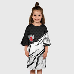 Платье клеш для девочки Федерация бокса России - белый затертый, цвет: 3D-принт — фото 2