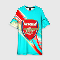 Платье клеш для девочки Arsenal stripes, цвет: 3D-принт
