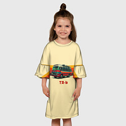 Платье клеш для девочки Ретро автобус ТА-6 поп-арт, цвет: 3D-принт — фото 2