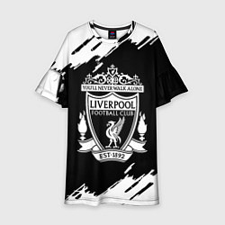 Платье клеш для девочки Liverpool белые краски штрихи, цвет: 3D-принт