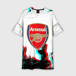 Платье клеш для девочки Arsenal огонь глитч, цвет: 3D-принт