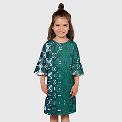 Платье клеш для девочки Изумрудные узоры, цвет: 3D-принт — фото 2