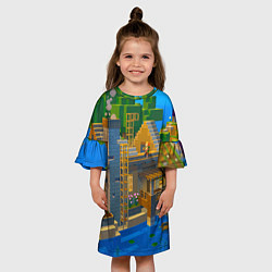 Платье клеш для девочки Майнкрафт - водный дом, цвет: 3D-принт — фото 2