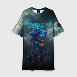 Платье клеш для девочки Sonic cyberpunk style, цвет: 3D-принт