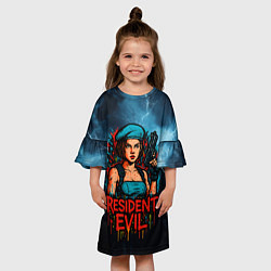 Платье клеш для девочки Resident Evil Джилл Валентайн граффитти, цвет: 3D-принт — фото 2