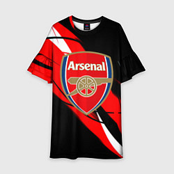 Платье клеш для девочки Arsenal абстракция полосы, цвет: 3D-принт
