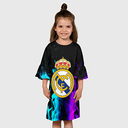 Платье клеш для девочки Real Madrid неоновый огонь, цвет: 3D-принт — фото 2