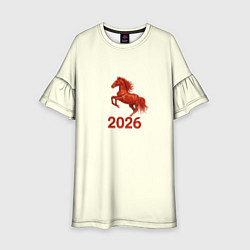 Детское платье Символ 2026 года красная огненная лошадь