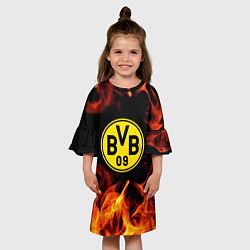 Платье клеш для девочки Borussia огонь текстура, цвет: 3D-принт — фото 2