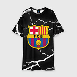 Платье клеш для девочки Barcelona черно белые молнии, цвет: 3D-принт