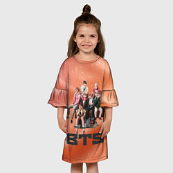 Платье клеш для девочки BTS фотка на диване, цвет: 3D-принт — фото 2