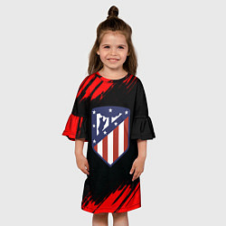 Платье клеш для девочки Атлетико Мадрид красные краски, цвет: 3D-принт — фото 2