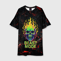 Платье клеш для девочки Beast mode череп, цвет: 3D-принт