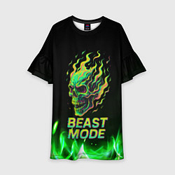 Платье клеш для девочки Режим зверя огненный череп, цвет: 3D-принт