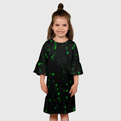 Платье клеш для девочки Color green khaki, цвет: 3D-принт — фото 2
