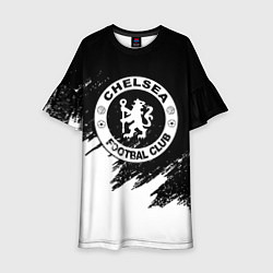 Платье клеш для девочки Чели белые краски текстура, цвет: 3D-принт