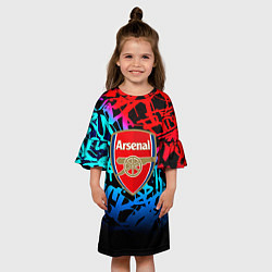 Платье клеш для девочки Arsenal граффити неон, цвет: 3D-принт — фото 2
