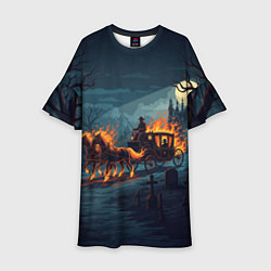 Платье клеш для девочки Призраки в горящей конной повозке, цвет: 3D-принт
