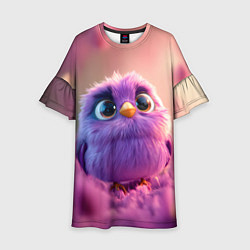Платье клеш для девочки Фиолетовая птичка, цвет: 3D-принт