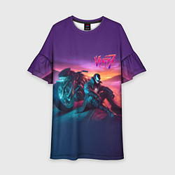 Платье клеш для девочки Venom near his motorcycle - ai art fantasy, цвет: 3D-принт