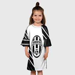 Платье клеш для девочки Ювентус полосы геометрия, цвет: 3D-принт — фото 2