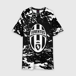 Платье клеш для девочки Ювентус белые штрихи красок, цвет: 3D-принт