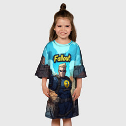 Платье клеш для девочки Fallout смотритель с пистолетом, цвет: 3D-принт — фото 2