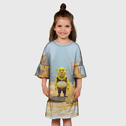 Платье клеш для девочки Шрек в деревне, цвет: 3D-принт — фото 2