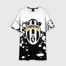 Платье клеш для девочки Juventus белые краски текстура, цвет: 3D-принт