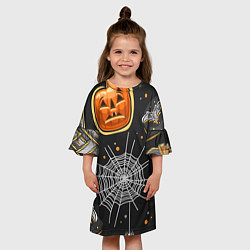 Платье клеш для девочки Атмосфера хэллоуина, цвет: 3D-принт — фото 2