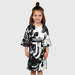 Платье клеш для девочки Ювентус черные розы, цвет: 3D-принт — фото 2