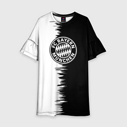 Платье клеш для девочки Бавария Мюнхен черно белые штрихи, цвет: 3D-принт