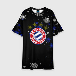 Платье клеш для девочки Бавария Мюнхен снежинки ночь, цвет: 3D-принт