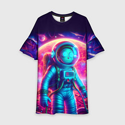 Платье клеш для девочки Морти в одиночестве на неоновой планете, цвет: 3D-принт