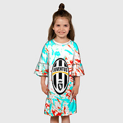 Платье клеш для девочки Ювентус штрихи красок текстура, цвет: 3D-принт — фото 2