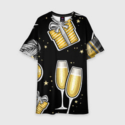 Платье клеш для девочки Новогодний вайб, цвет: 3D-принт