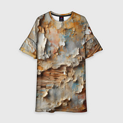 Платье клеш для девочки Старая штукатурка на стене - абстракция, цвет: 3D-принт