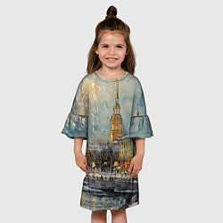 Платье клеш для девочки Новогодний салют в Питере, цвет: 3D-принт — фото 2