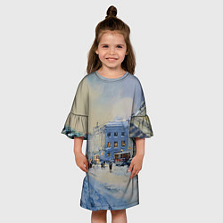 Платье клеш для девочки Зимний праздничный Питер, цвет: 3D-принт — фото 2