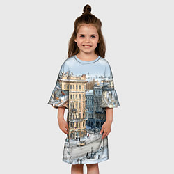 Платье клеш для девочки Зимняя улица Питера, цвет: 3D-принт — фото 2