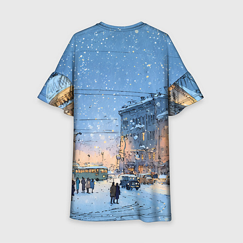 Детское платье Снежный новогодний Питер / 3D-принт – фото 2