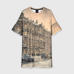 Платье клеш для девочки Зима в Санкт-Петербурге, цвет: 3D-принт