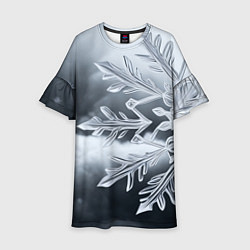 Платье клеш для девочки Снежинка на черно белое, цвет: 3D-принт